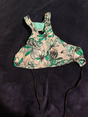 Floral Green Halter Swim Top
